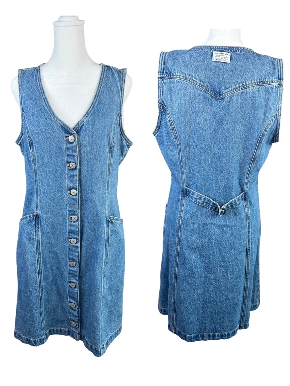 Levi's Womens Medium Wash Vianna Vest Mini Denim Dress Slim Medium NWT